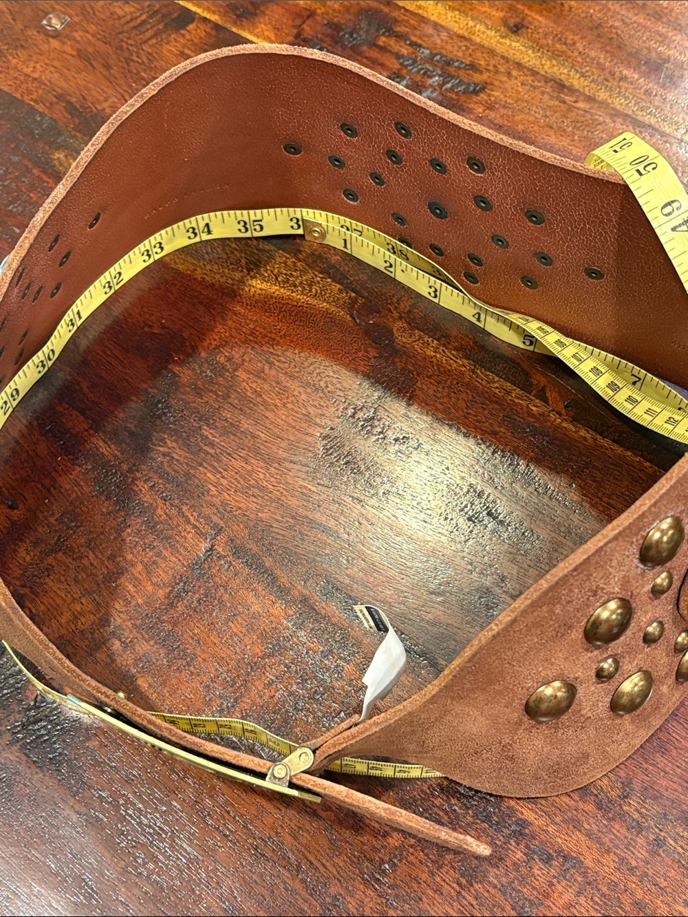 Vintage Ralph Lauren Suede Leather Wide Studded Corset Belt Distressed Brown M - Picture 15 of 15